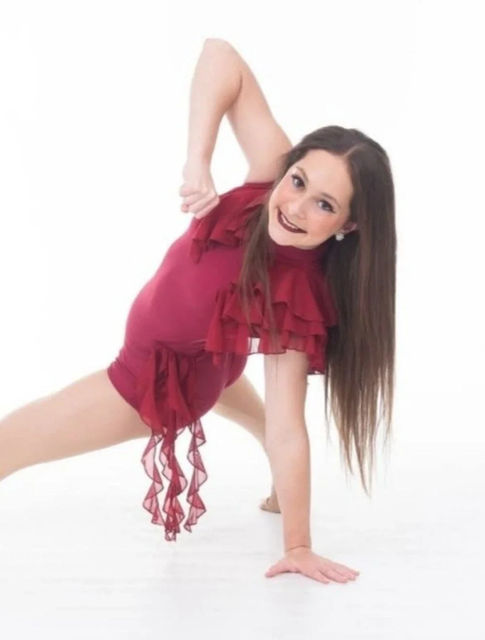 Ruffled Burgundy Dance Leotard